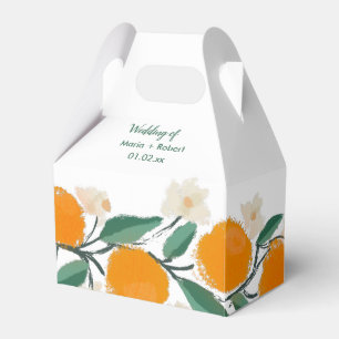 Hand Drawn Orange Botanical Abstract Bridal Shower Favour Box