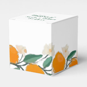 Hand Drawn Orange Botanical Abstract Bridal Shower Favour Box