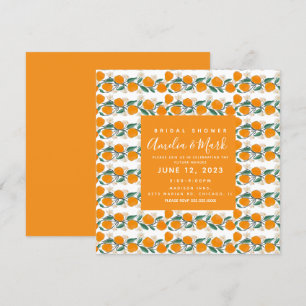 Hand-Drawn Orange Botanical Abstract Bridal Shower Invitation
