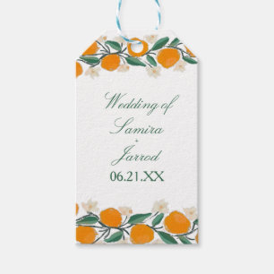 Hand-Drawn Orange Botanical Abstract Wedding Gift Tags