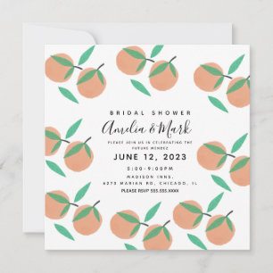 Hand Drawn Orange Botanical Bridal Shower Invitati Invitation