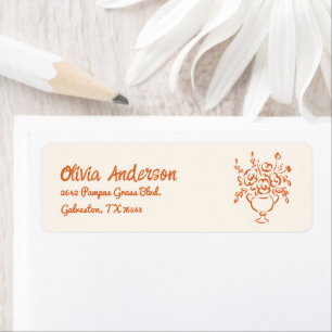 Hand Drawn Orange Floral Bouquet Baby Shower