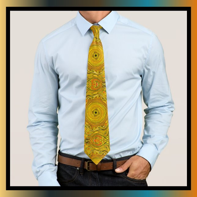 Hand Drawn Orange Gold Swirl Pattern  Tie (Creator Uploaded)