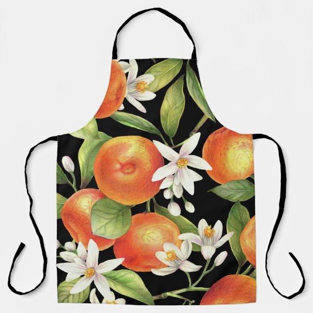 Hand Drawn Oranges: Floral Illustration. Apron (Front)