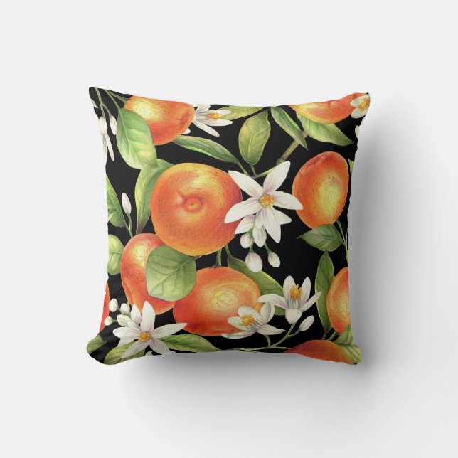 Hand Drawn Oranges: Floral Illustration. Cushion (Front)