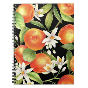 Hand Drawn Oranges: Floral Illustration. Notebook