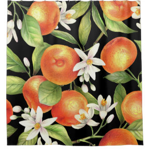 Hand Drawn Oranges: Floral Illustration. Shower Curtain