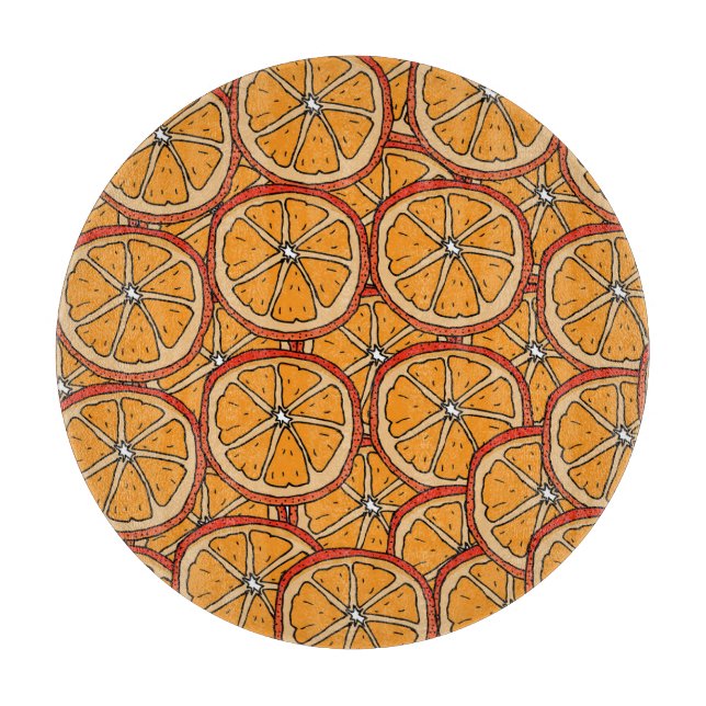 Hand Drawn Oranges: Seamless Cutting Board (Front)