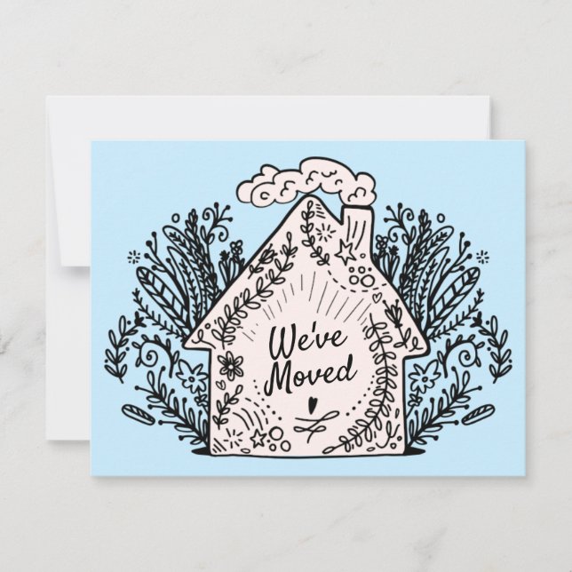 Hand-drawn Ornate Home Moving Announcement (Front)