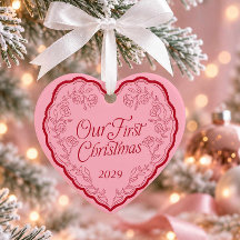 Hand Drawn Our First Christmas Photo Heart