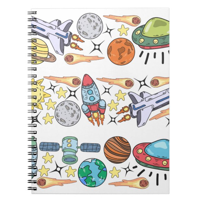Hand-drawn Outer Space Doodles. Vintage Notebook (Front)