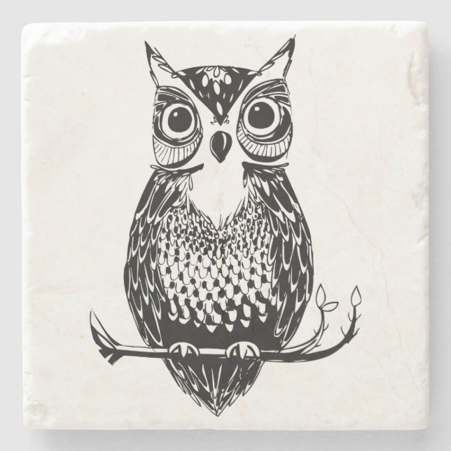 Hand Drawn Owl Coaster (Front)