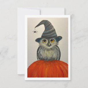 Hand drawn Owl & Lil Spider Flat Card