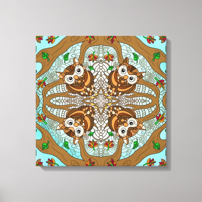Hand Drawn Owl Mandala Artwork  Canvas Print (Front)