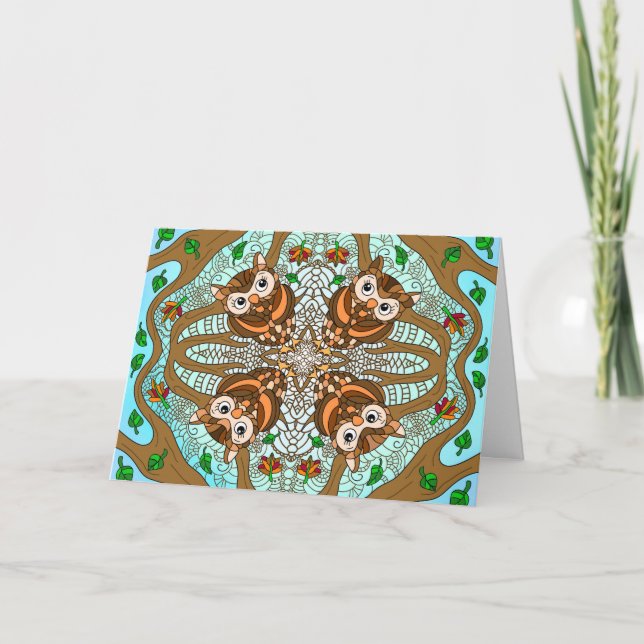 Hand Drawn Owl Mandala Artwork  Card (Front)