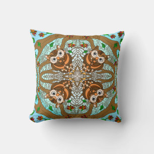 Hand Drawn Owl Mandala Artwork Cushion
