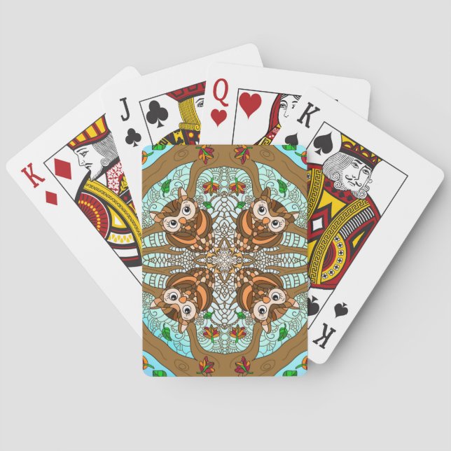 Hand Drawn Owl Mandala Artwork Playing Cards (Back)