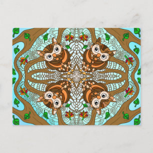 Hand Drawn Owl Mandala Artwork Postcard