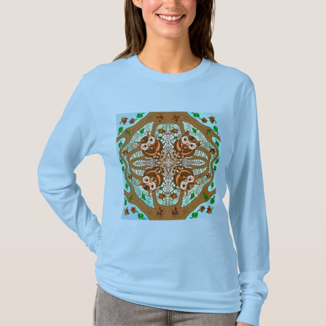 Hand Drawn Owl Mandala Artwork      T-Shirt (Front)
