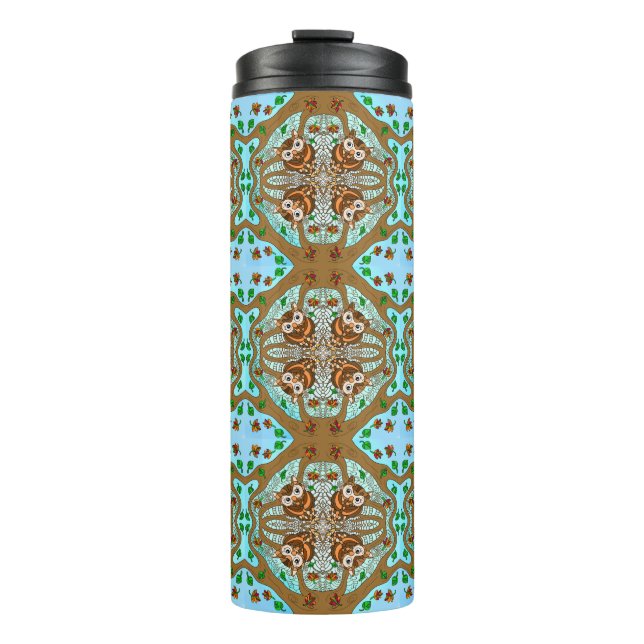 Hand Drawn Owl Mandala Artwork Thermal Tumbler (Front)