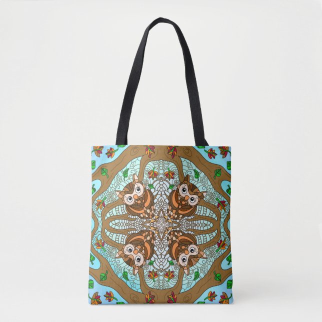 Hand Drawn Owl Mandala Artwork Tote Bag (Front)