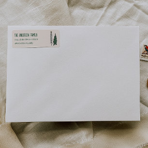 Hand Drawn Painted Abstract Christmas Tree Address