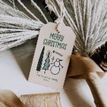 Hand Drawn Painted Green Christmas Trees Snowman Gift Tags<br><div class="desc">If you are looking for a unique and beautiful easily editable Christmas gift tag. This One is perfect for you. As you see the design features a unique green hand made and drawn painted abstract Christmas trees and a snowman . With green hand written typography of merry Christmas and handwritten...</div>