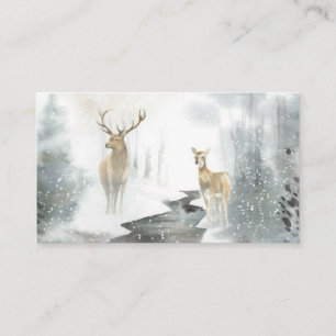 Hand-drawn pair of deer watercolor style business card