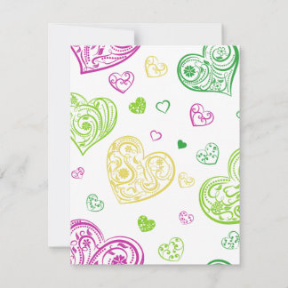 "Hand-Drawn Paisley Hearts" Holiday Card