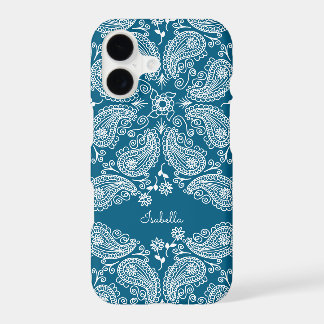 Hand Drawn Paisley Pattern on Teal
