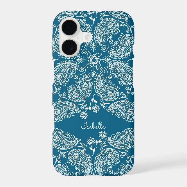Hand Drawn Paisley Pattern on Teal (Back)