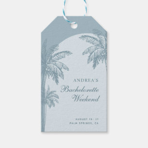Hand Drawn Palm Tree Dusty Blue Bachelorette Favor Gift Tags