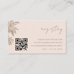 Hand Drawn Palm Tree Qr Code Wedding Gift Registry Enclosure Card