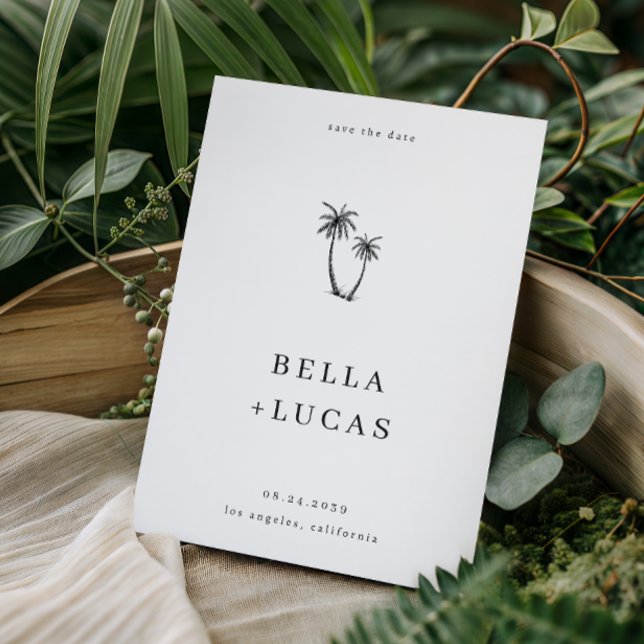 Hand Drawn Palm Tree Tropical QR Code Wedding Save The Date (Creator Uploaded)