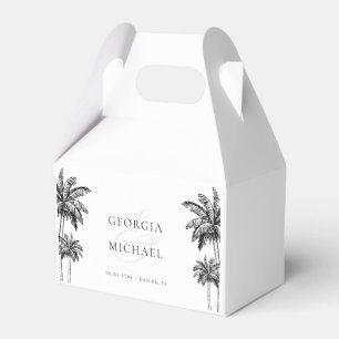 Hand Drawn Palm Trees Boho Beach Names Wedding Favour Box