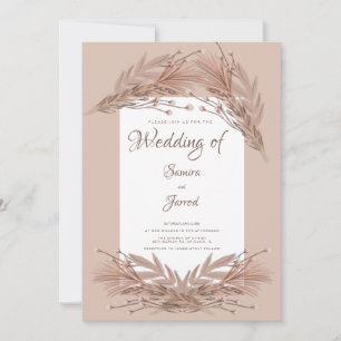 Hand Drawn Pampas Earthy Botanical Wedding Invitation
