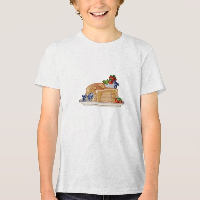 Hand Drawn Pancakes Berries Breakfast Food Tri-Blend Shirt (Front)