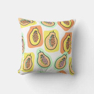 Hand-Drawn Papaya: Creative Vintage Pattern Cushion