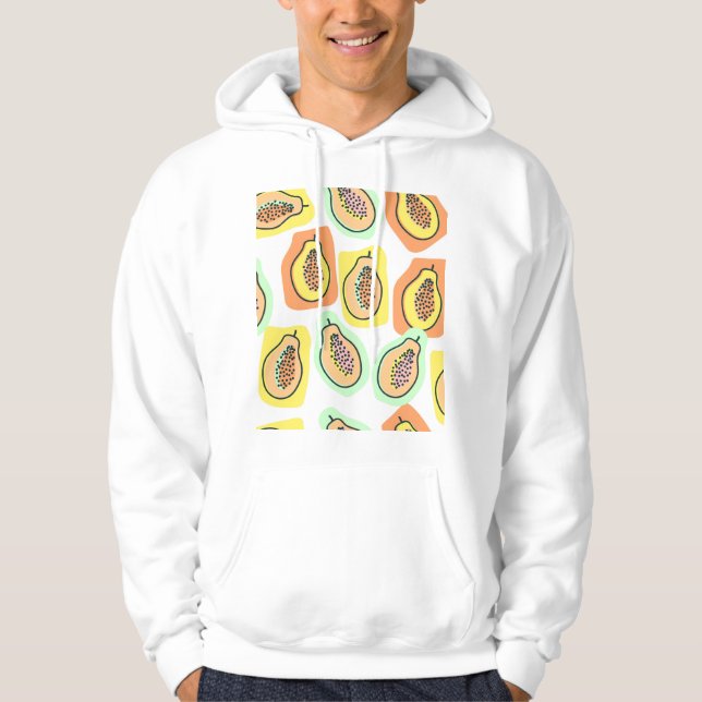 Hand-Drawn Papaya: Creative Vintage Pattern Hoodie (Front)