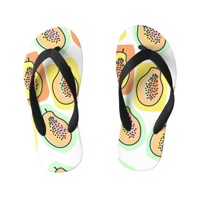 Hand-Drawn Papaya: Creative Vintage Pattern Kid's Jandals (Footbed)