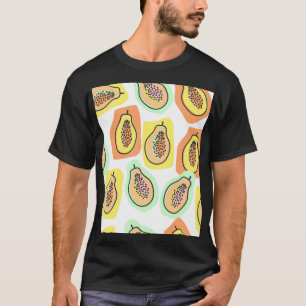 Hand-Drawn Papaya: Creative Vintage Pattern T-Shirt