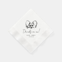Hand Drawn Papillon Dog Drinks on me Cocktail