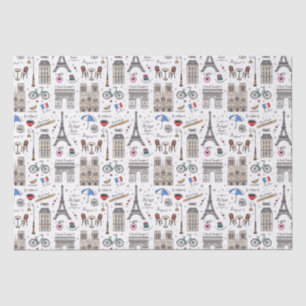 Hand Drawn Paris Doodles Tissue Paper