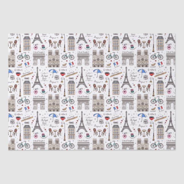 Hand Drawn Paris Doodles   Tissue Paper (Front)