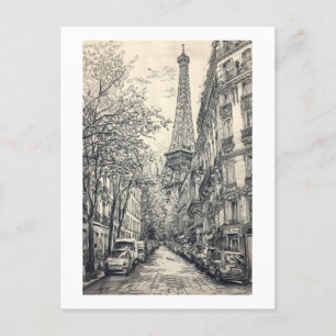 Hand Drawn Paris Scenes Postcard
