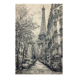 Hand Drawn Paris Scenes Poster