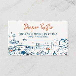 Hand Drawn Party Baby Shower Diaper Raffle Enclosure Card