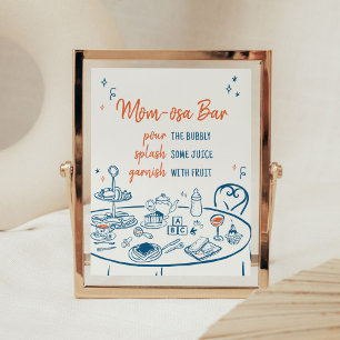 Hand Drawn Party Baby Shower Mum Osa Bar Poster