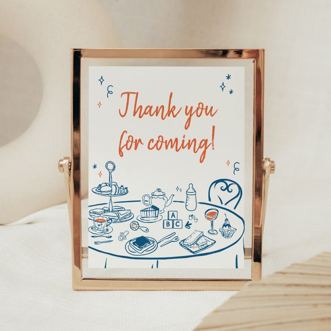 Hand Drawn Party Baby Shower Thank you for Coming Poster (Hand Drawn Baby Brunch Party Baby Shower Thank you for 
Coming Sign)