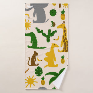 Hand drawn pastel colour illustration seamless pat bath towel